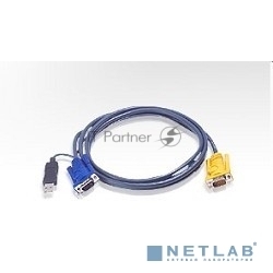 Шнур ATEN, мон+клав+мышь USB, SPHD15=>HD DB15+USB A-Тип, Male-2xMale,  8+4 проводов, опрессованный,   3 метр., черный, (с поддержкой KVM PS/2) (2L-5203UP)