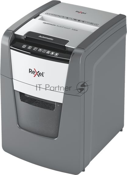 Шредер Rexel Optimum AutoFeed 100X черный с автоподачей (секр.P-4)/фрагменты/100лист./34лтр./скрепки/скобы/пл.карты