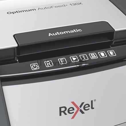 Шредер Rexel Optimum AutoFeed 130X черный с автоподачей (секр.P-4)/фрагменты/130лист./44лтр./скрепки/скобы/пл.карты