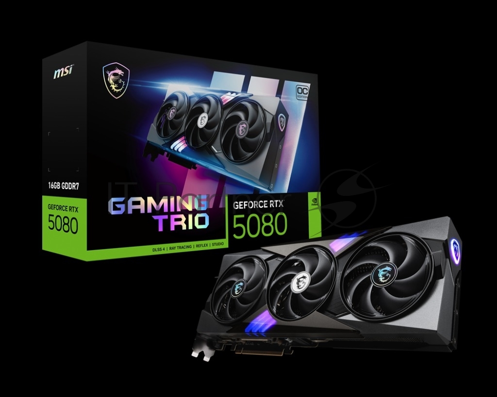 Видеокарта MSI RTX5080 GAMING TRIO OC 16GB GDDR7 256bit 3xDP HDMI 3FAN RTL