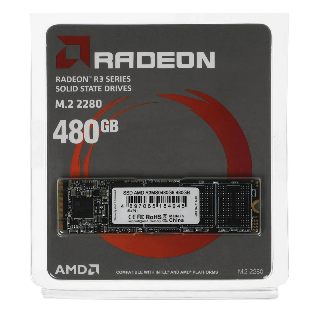Твердотельный накопитель SSD AMD Radeon M2.2280 480GB R3 Series