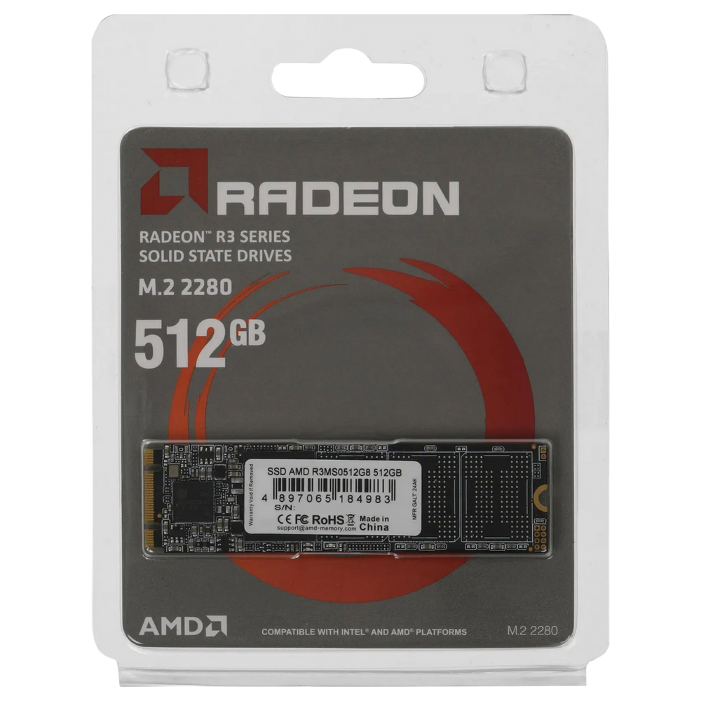 Твердотельный накопитель SSD AMD Radeon M2.2280 512GB R3 Series