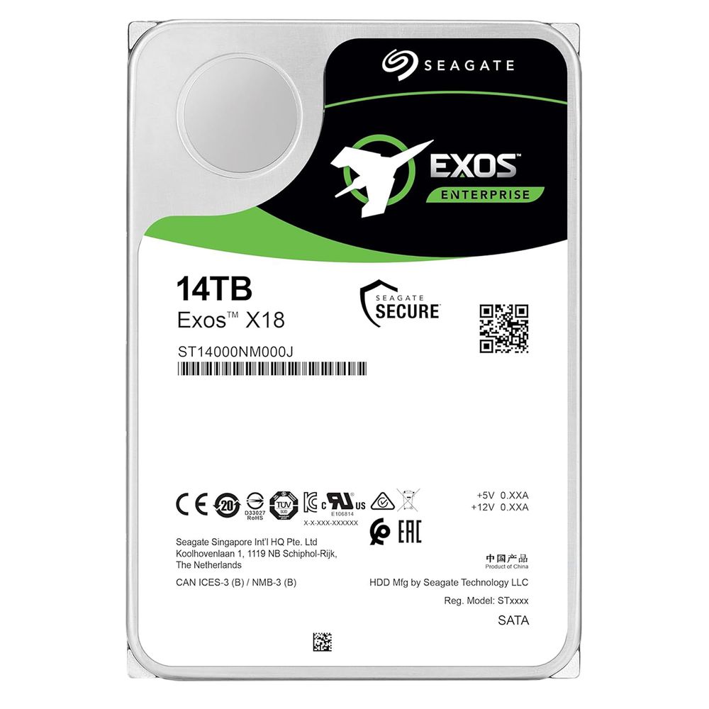 Жесткий диск серверный Seagate 3.5″ 14TB Exos X18 ST14000NM000J SATA 6Gb/s, 7200rpm, 256MB